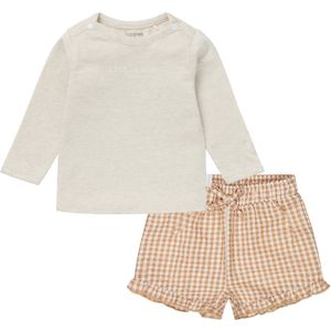 Noppies - Dirkje - Kledingset - 2delig - Short geruit - Shirt Hester Oatmeal - Maat 74