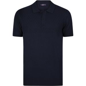 Jimmy Sanders - Tricot Polo Shirt - Navy - Korte Mouwen - Heren