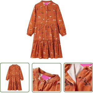 vidaXL Meisjesjurk - Kinderjurk - Kinderjurk 92 cognackleurig - Bruine Jurk - Lyocell Jurk - Kindermode