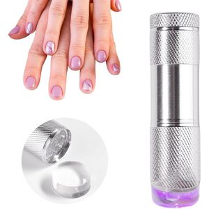Zaklamp Mini UV-nagellamp Draagbaar Nageldroger met Gelstempelkop - Zilver Kleur