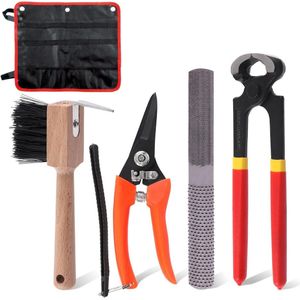 Professionele Hoefsmid Tool Kit - Hoef Tangen, Rasp, Trimmen Scharen, Borstel met Opbergtas - Paardensport Benodigdheden Set voor Paarden, Ezels, Geiten (5 Stuks)