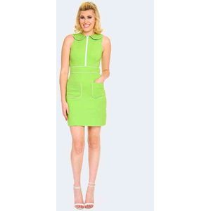 Voodoo Vixen - Zip Front Collared Sleeveless Korte jurk - M - Groen