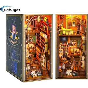 DIY Magic Book Nook Kit- Mira Magisch huis- houten modelbouw- DIY miniatuur poppen huis- met LED-licht en meubels - doe-het-zelf houten poppenhuis kit -puzzel huis model bouwsets, thuis, boekenplank decor