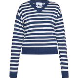 usha - BLUE LABEL - Trui - Marine/Wit - V-hals - Lange Mouw