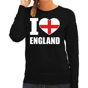 I love England supporter sweater / trui voor dames - zwart - Engeland landen truien - Sint-Joriskruis vlag / flag L
