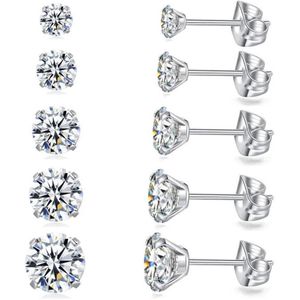 Aramat Jewels Oorbellen - Elegante Titanium Oorbellen Met transparante Zirkonia - Titanium - Mannen - Kinderen - [3mm,4mm,5mm,6mm,7mm]