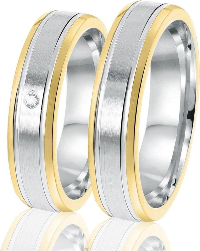 Lucardi - Vriendschapsring Sofia - Ring - Echt Zilver - Zilver en Goudkleurig