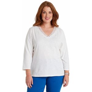 Katoenen en macramé T-shirt met 3/4 mouwen