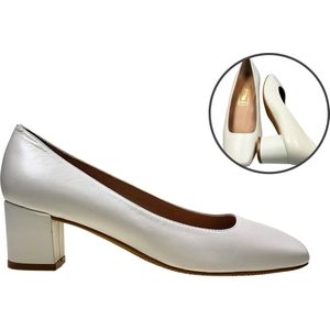 Stravers - Beige Pumps Lage Hak - wit