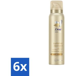 6 x Dove Body Love Zelfbruinende Mousse - Summer Revived - Light-Medium - 150 ml - Zelfbruiner - Body Mousse - Zomerse Gloed - Gehydrateerde Huid - Gevoelige Huid