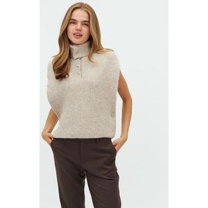 mbyM - Tristiana-M - Spencer - Beige - Grofgebreid met Hoge Col