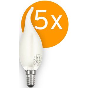 5 stuks | Ledmaxx LED Tip Kaarslamp 4W 450lm 2700K Mat Niet-Dimbaar | E14 | Extra Warm Wit | 4 watt | 15.000 Branduren