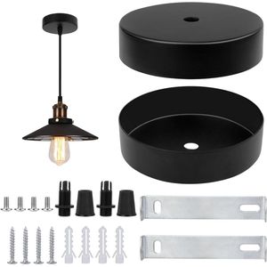 Plafondluifel zwart rozet metaal 100 x 25 mm voor woonkamer/hal/keuken - 2 stuks