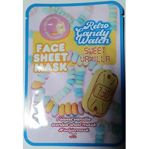 Vegan face mask diepreinigend - retro candy watch - snoephorloge vintage - sweet vanilla - vanille gezichtsmasker - selfie masker - selfiemask - tissuemask snoepje