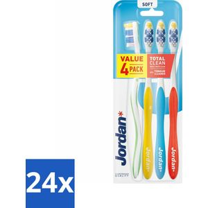 24 x Jordan Tandenborstel Total Clean Soft 4-pack 4 stuks per verpakking - Tandenborstel - Tanden Poetsen - Mondverzorging - Tandenborstel Set - Tandenborstel Zachte Haren