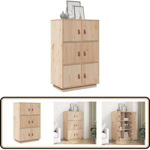 vidaXL Hoge Kast Massief Grenenhout 67x40x108,5 cm Dressoir - Rustic - Hout - Grenenhouten - Vintage