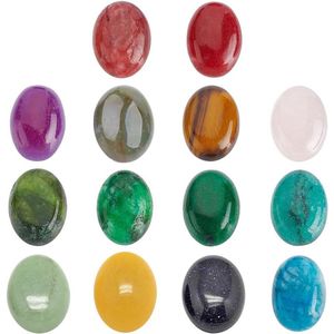 Stijlvolle 18x13mm Natuurlijke Ovale Edelsteen Cabochon Synthetische Platte Achterkant Chakra Kristal Cabochon Covers voor Craft Maken