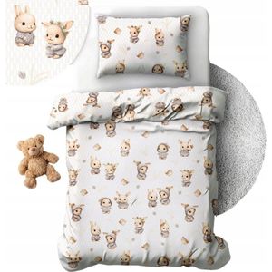 Kinderbeddengoed 100x135cm Konijntjes Beige Katoen met Rits