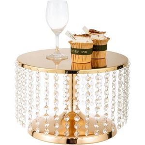 Hoge Bruiloft Gouden Taartstandaard - Ronde Basis Taart Serveerstandaard - Kristallen Kroonluchter - Dessert Cupcake Gebak Snoep Displayplaat - Bruiloften Verjaardagen - 20cm - 305cm Diameter