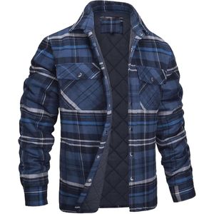 Heren Sherpa Voering Shirt Jas - Plaid Outdoor Flanel Fleece Winter Windjack