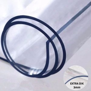 Transparant tafelzeil - 3MM dik (extra dik!) 220x100cm - Machinaal gesneden (geen blauw of geel gloed)