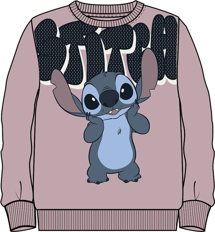 Sweatshirt - Stitch - Geborstelde Sweatstof - Lange Mouwen - Relaxed Fit