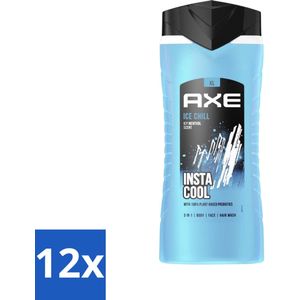 12 x Axe XL - 3-in-1 Douchegel - Ice Chill - Icy Menthol - Insta Cool - 400 ml - Douchegel - Axe - Ice Chill - Bevroren Munt - Citroen