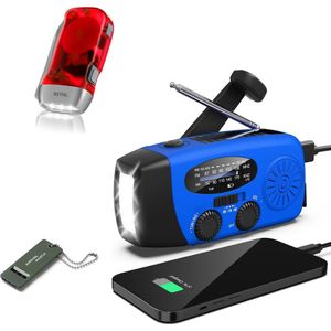 Noodradio - Blauw - Multifunctionele Noodradio - Opwindbaar - Solar - Powerbank