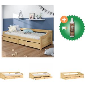 vidaXL Slaapbank met 2 lades IRUN 90x200 cm massief grenenhout - Bed - Inclusief Houtreiniger en verfrisser