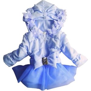 Maat 146 Zomerjas Blauw voor baby en kind Jas kinderjas met tule rok babyblauw strik en bloemetjes