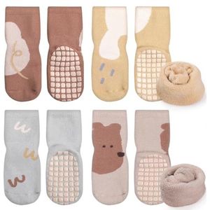 Non-Slip Baby Socks for Boys and Girls - 4 Pairs Thermal Cotton Socks 0-5 Years