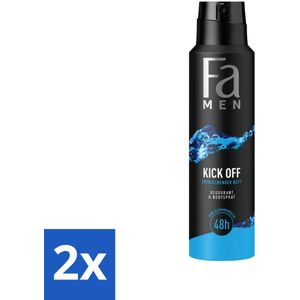 Fa Men - Deodorant Lichaamsspray - Kick-Off - Verfrissend - 48 uur Bescherming - 150 ml - Voordeelverpakking - 2 stuks