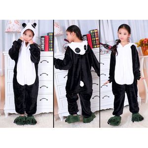 KIMU Onesie Kung Fu Panda Pakje - Maat 110-116 - Pandapak Kostuum Zwart Wit Pak - Peuter Boxpakje Jumpsuit Pyjama Huispak Jongen Meisje Festival