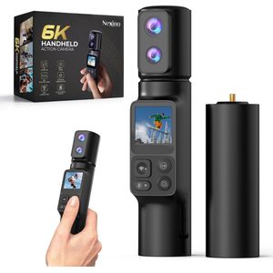 Nexino® Pocket Camera 6K - Action Camera - 50MP / 60FPS / WiFi - Vlogcamera - 350° Draaibare lens - Beeldstabilisatie - Nachtvisie