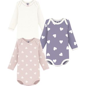 Petit Bateau Setje van katoenen babybody's met lange mouw en hartjesprint