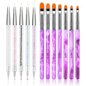 Nail Art Penseelset 12 stuks Pen en Dotting Tools Dubbelzijdige stippelpennen Liner-penselen Professionele Tools Designer voor Acrylgelnagels