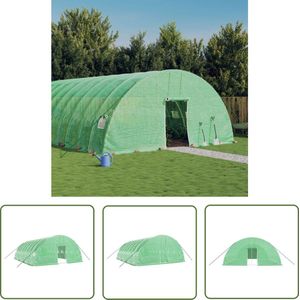 The Living Store Tuinkas met stalen frame 48 m² 8x6x2,85 m groen - Broeikas - Greenhouse - Plastic Serre - Tuinkamer - Plantenkast