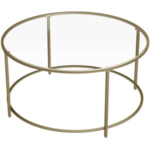 FURNIBELLA - Elegante Ronde Salontafel met Glazen Blad – Stijlvol, Duurzaam & Tijdloos Design - Goud