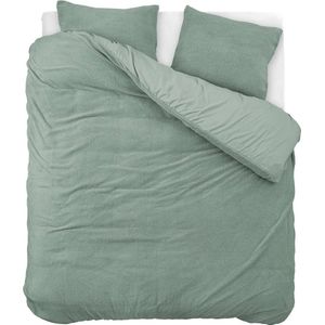 Droomtextiel Teddy Fleece Dekbedovertrek Jade Groen Eenpersoons 140x200/220 cm - Luxe Teddystof - Heerlijk Zacht