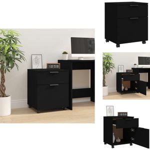 vidaXL Dossierkast - Dossierkasten - Opberg Kast - Opbergkast - Dossierkast verrijdbaar 45x38x54 cm bewerkt hout zwart