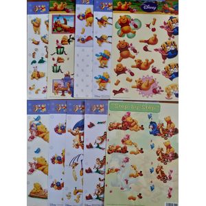 10x Disney Winnie the pooh  3DA4 Knipvellen voor kaarten maken of scrapbook