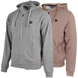 2-Pack Donnay - Sweatvest met capuchon (Bruce) - Sportvest - Heren - Silver-marl/Taupe-grey (726) - maat S