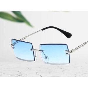 Knaak Zonnebril Unisex - Blauw Getint Glas - Gouden Frame - Gekleurd - Ideaal voor Festival & Zomer