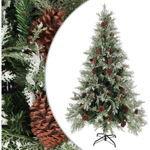 vidaXL - Kerstboom - met - dennenappels - 195 - cm - PVC - en - PE - groen - en - wit