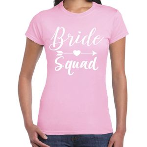 Bellatio Decorations Vrijgezellenfeest T-shirt voor dames - Bride Squad - licht roze - trouwen/bruiloft XXL