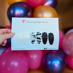 Haarspeldje Liz - golvend - setje - wit - zwart - 4 cm speldjes