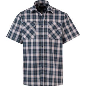 STØRVIK FARSUND Katoenen Werkoverhemd 4 seizoenen Heren - Korte Mouw - Houthakkers Werkhemd - Maat 2XL - Blauw / Geel