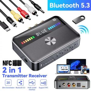 Mmgoqqt - 2-In-1 Bluetooth 5.3 Ontvanger-Transmitter - Met NFC & HiFi Stereo Audio Adapter - Ondersteunt AUX