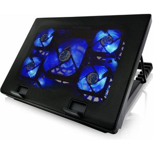 Laptop Cooler - Koeling Laptop - Ergonomisch - Geluidloos -5 Ventilatoren - Verstelbaar - Zwart