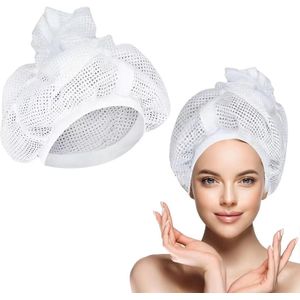 Mesh Curling Cap voor het drogen van krullend haar - Krulkap voor krullend haar - Mesh Curling Cap voor het drogen van haar - met verstelbare clip - Wit